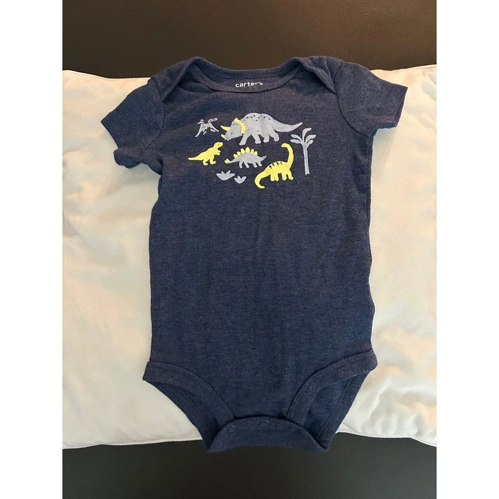 Carters Child of Mine Baby Boys Blue Dinosaur Graphic Bodysuit 3-6M (1324)
